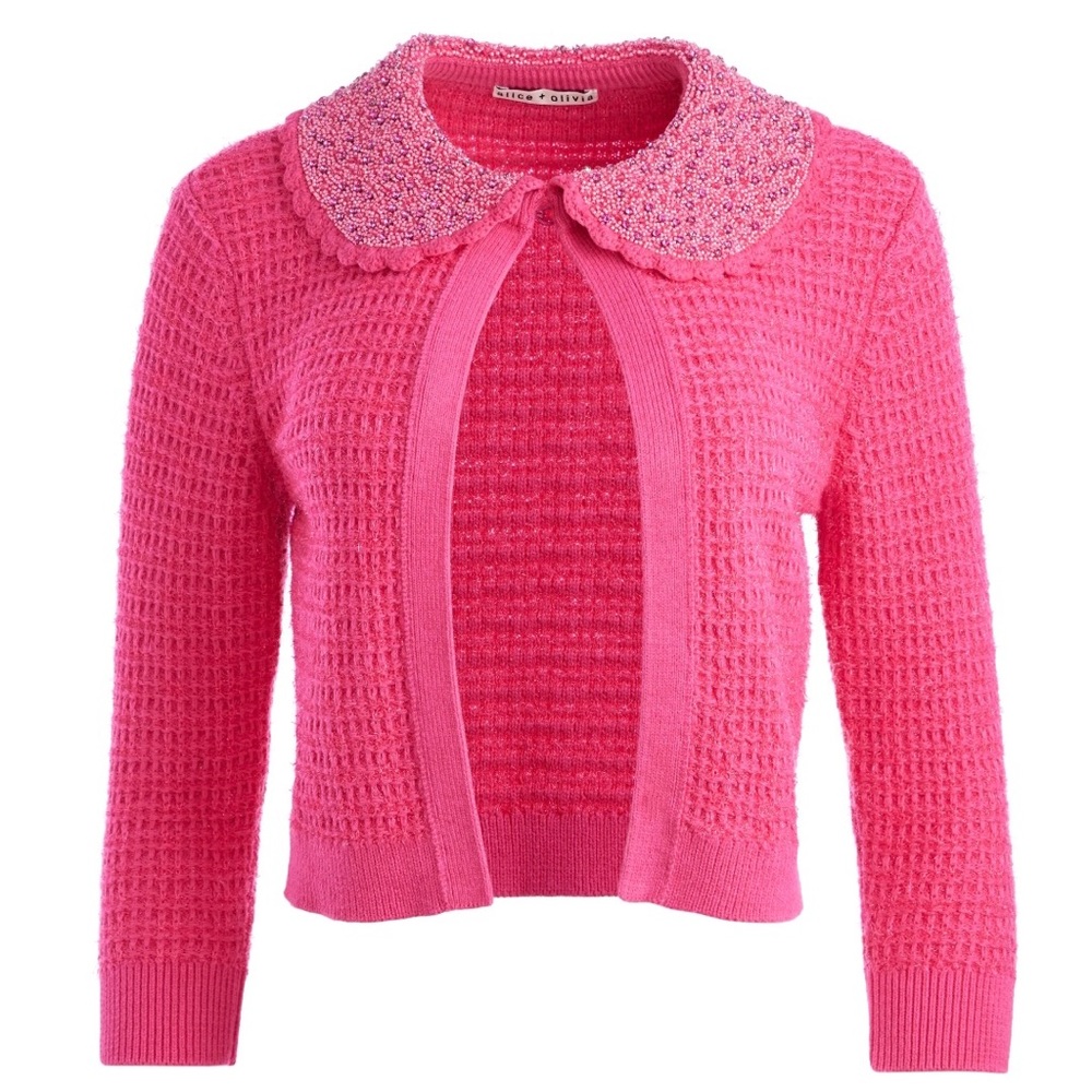 NWT Alice + Olivia embellished collar cardigan “Anika” size Small - Brand New